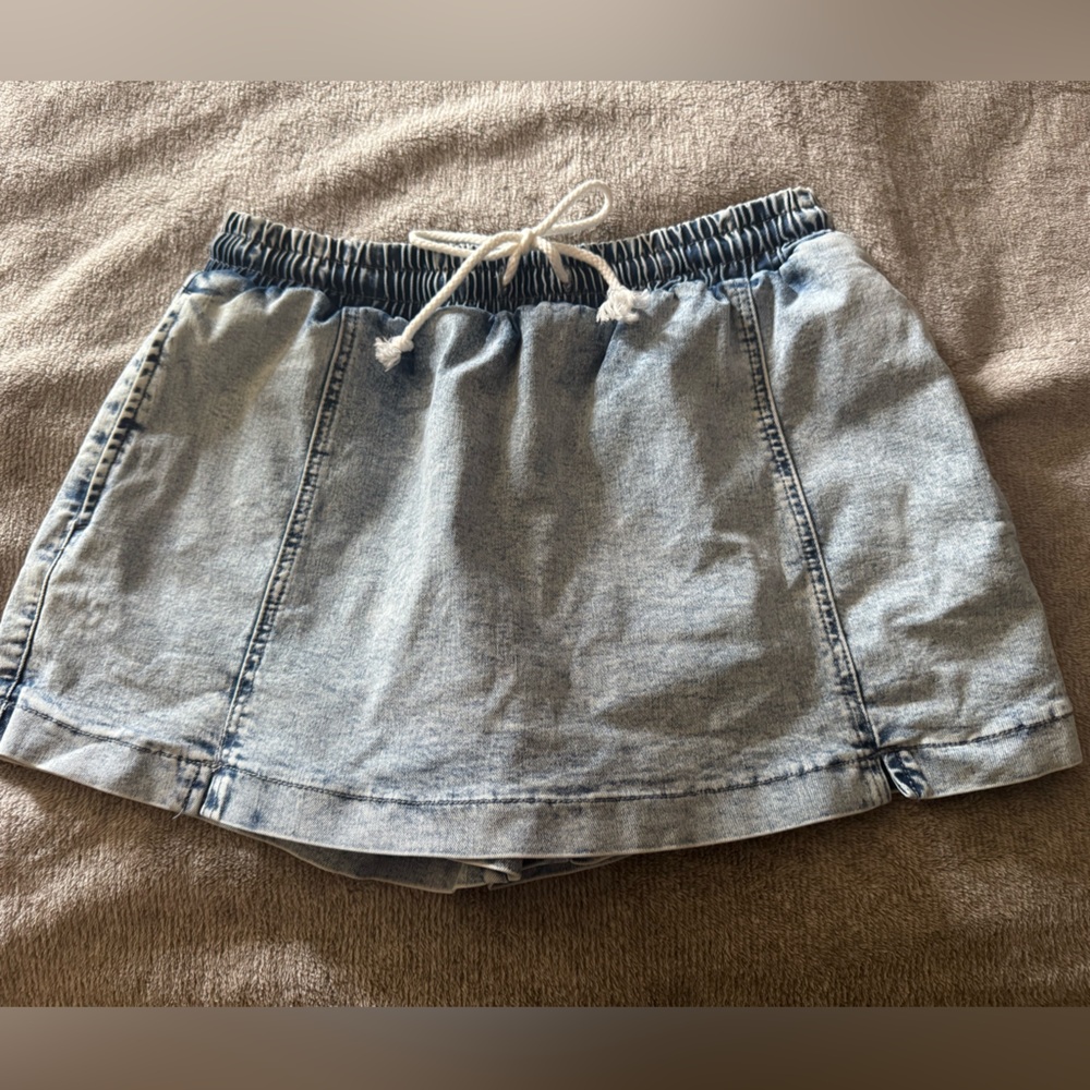 Jean Drawstring Skorts